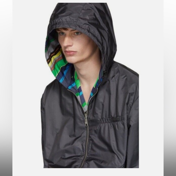 Men’s PRADA Stripe Nylon Reversible Jacket FW18 Size Medium GENUINE - Picture 3 of 13
